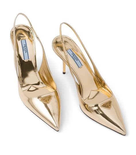 prada leather pumps plaid price|prada metallic leather slingback pumps.